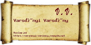 Varsányi Varsány névjegykártya